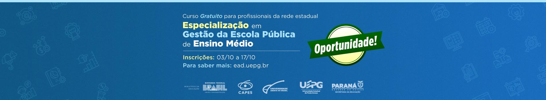 Banner - Curso de Especialização GEPEM - oportunidade - 17/10