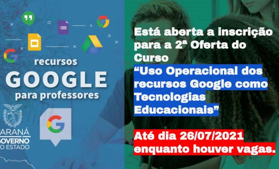 Divulgação da oferta do curso: Uso operacional dos recursos Google.